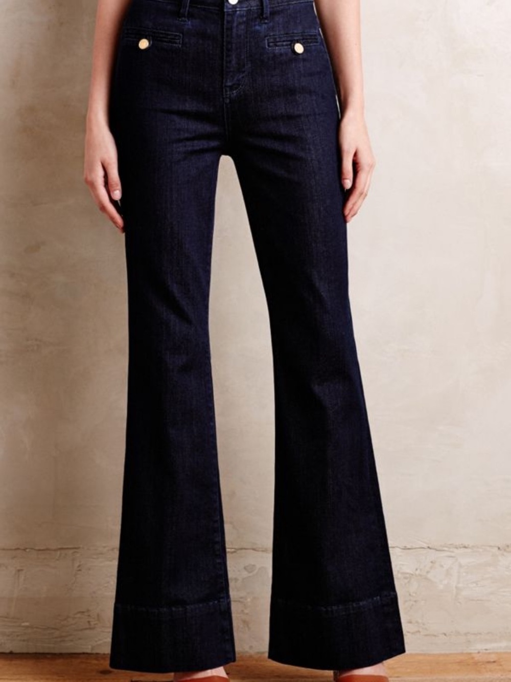 Pilcro and the Letterpress Dark Indigo High-Rise Wide-Leg Jeans 28